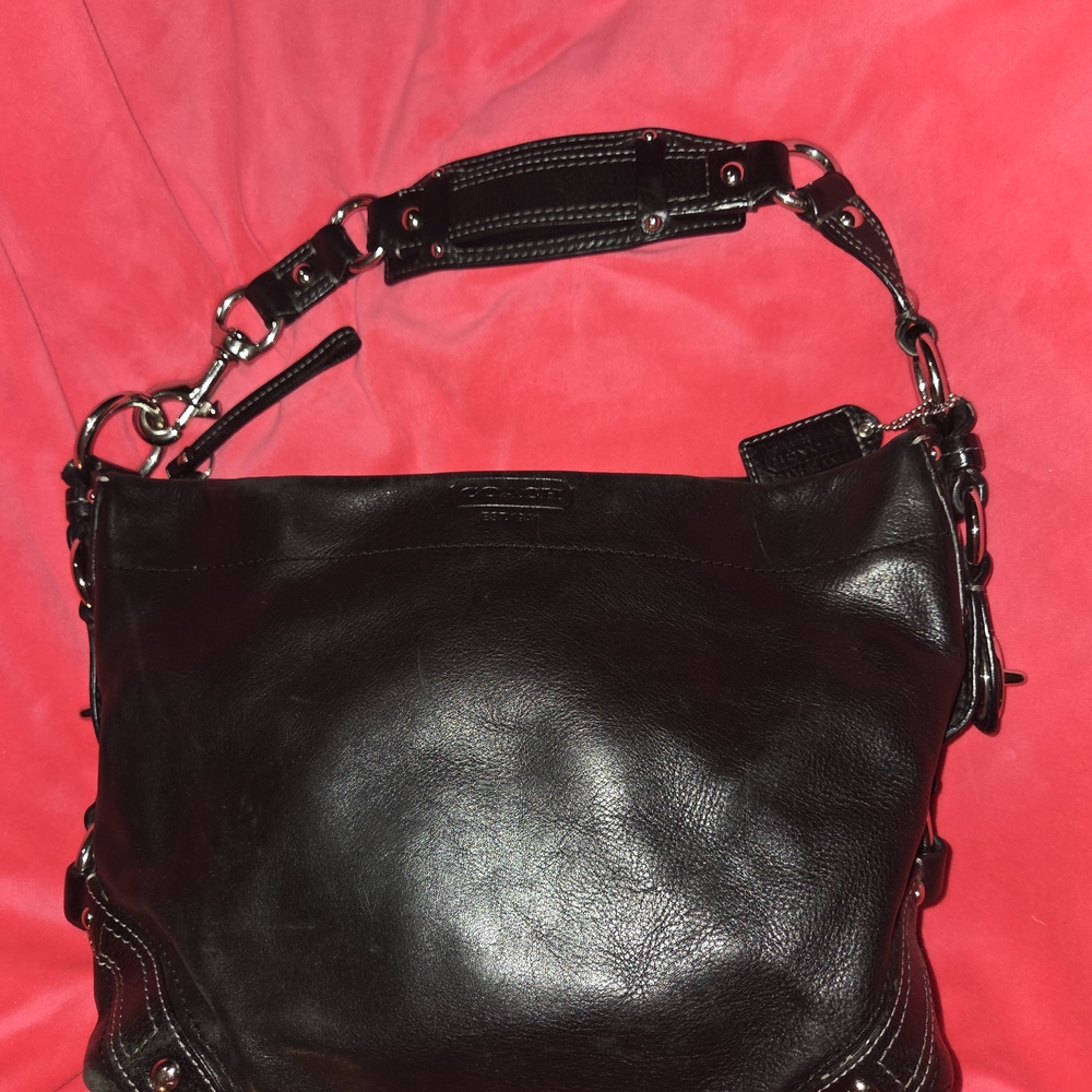 VINTAGE COACH Black Leather Carly Bag - Picture 3 of 16